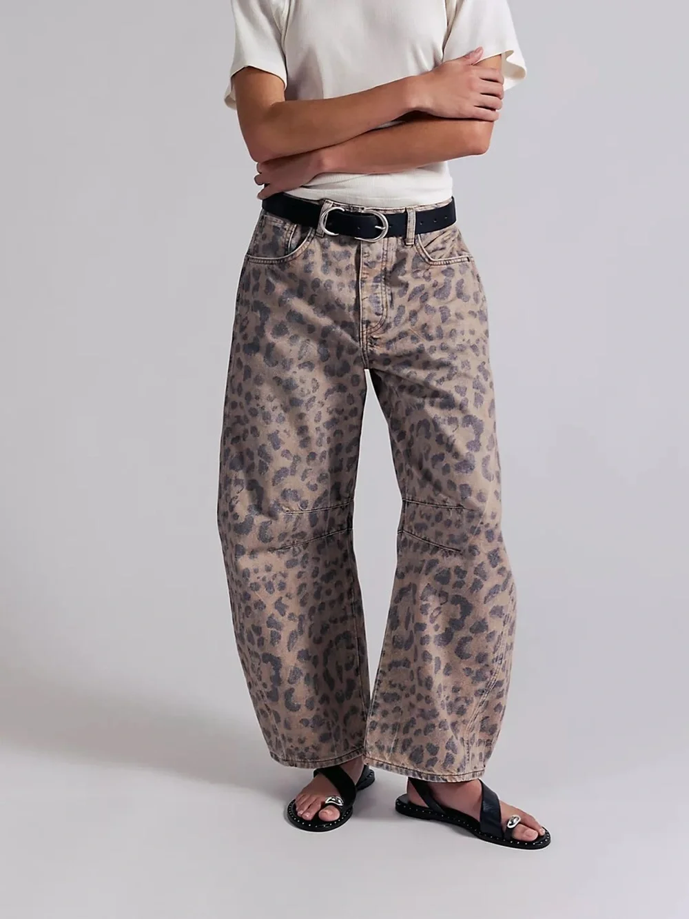 Free People Good Luck Printed Barrel Jeans